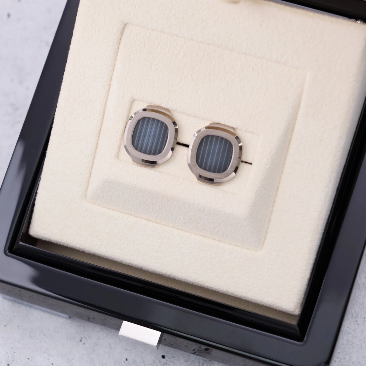 Patek Philippe Nautilus Cufflinks 18K White Gold Blue Dial - WatchesOff5thCufflinks