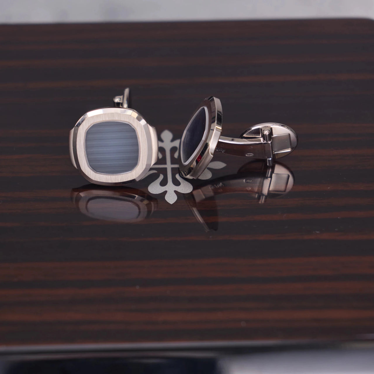 Patek Philippe Nautilus Cufflinks 18K White Gold Blue Dial - WatchesOff5thCufflinks
