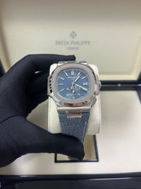 Thumbnail for Patek Philippe Nautilus Flyback Chronograph White Gold Blue - Gray Dial 5980/60G - WatchesOff5th