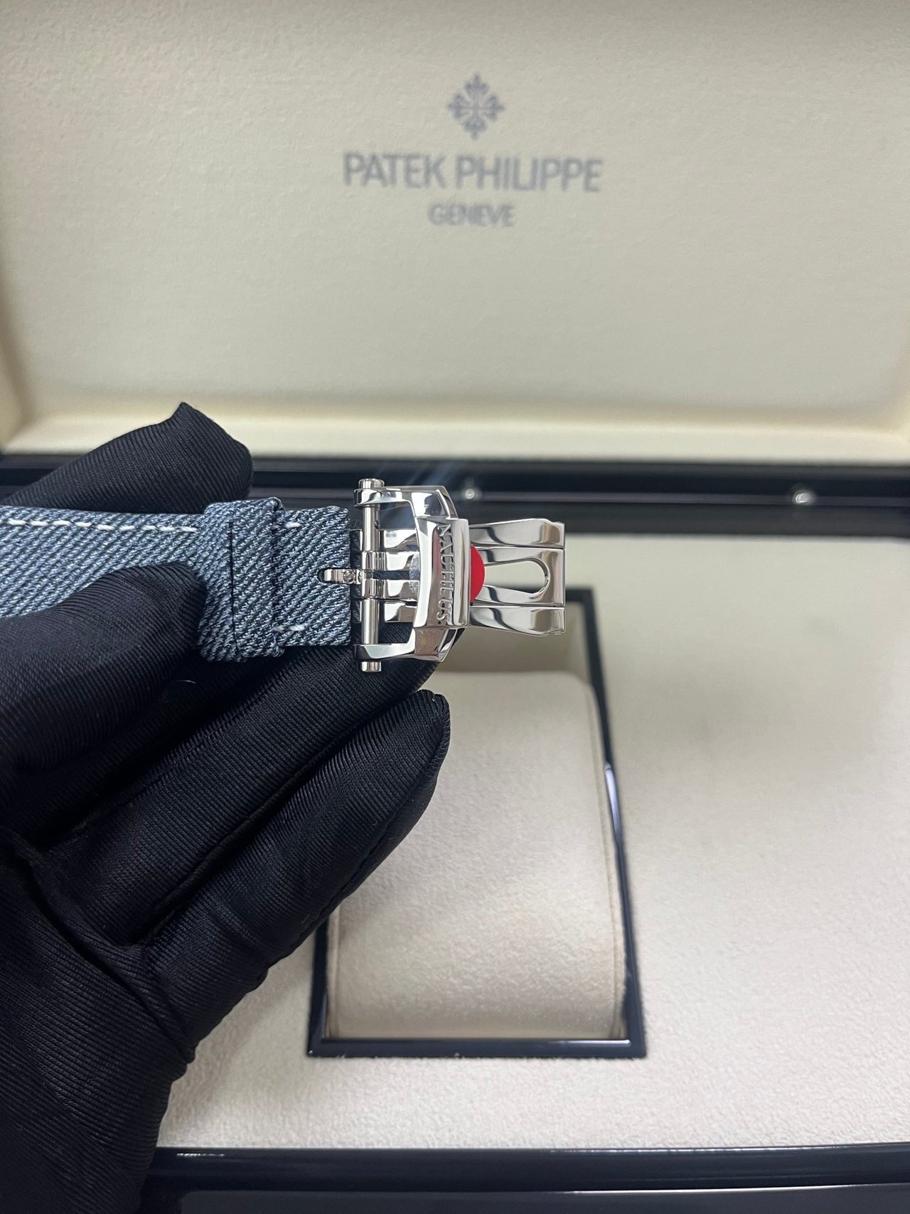 Patek Philippe Nautilus Flyback Chronograph White Gold Blue - Gray Dial 5980/60G - WatchesOff5th