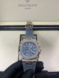 Thumbnail for Patek Philippe Nautilus Flyback Chronograph White Gold Blue - Gray Dial 5980/60G - WatchesOff5th