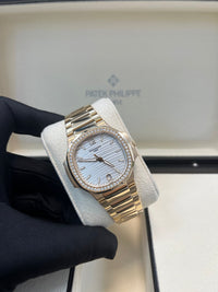 Thumbnail for Patek Philippe Nautilus Ladies Rose Gold Nautilus White Dial Diamond Bezel 7118/1200R - 001 - WatchesOff5thWatch