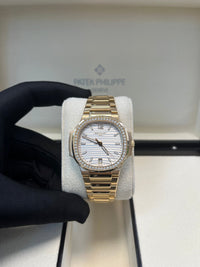 Thumbnail for Patek Philippe Nautilus Ladies Rose Gold Nautilus White Dial Diamond Bezel 7118/1200R - 001 - WatchesOff5thWatch