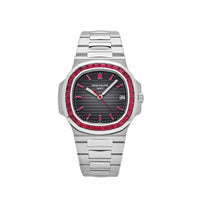 Thumbnail for Patek Philippe Nautilus Platinum Grey Dial Ruby Bezel 5711/112P - 001 - WatchesOff5thWatch