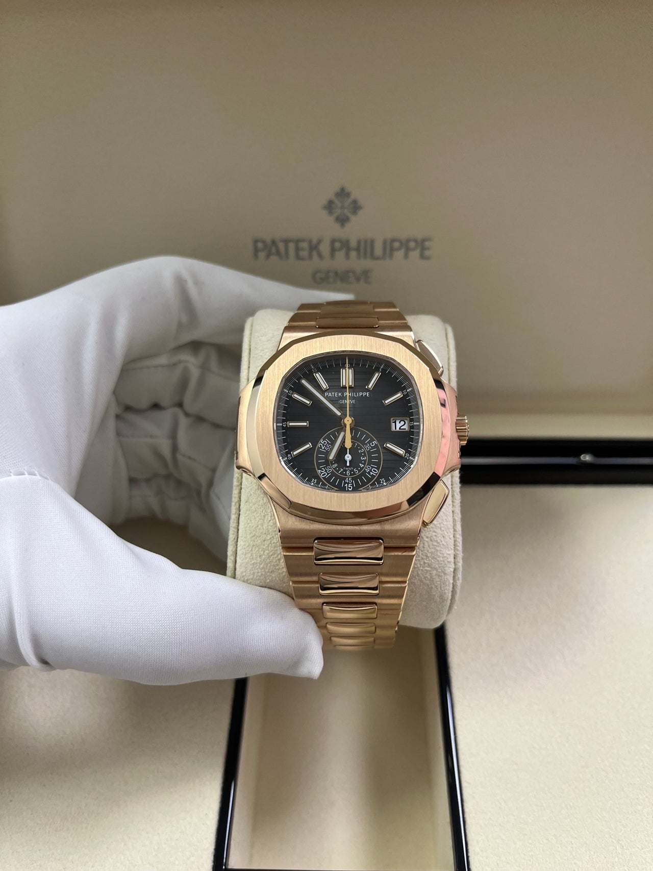 Patek Philippe Nautilus Rose Gold Black Gradient Dial Ref 5980 1R 001