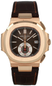 Thumbnail for Patek Philippe Nautilus Rose Gold/ Brown Dial/ Leather Strap (Ref#5980R - 001) - WatchesOff5thWatch