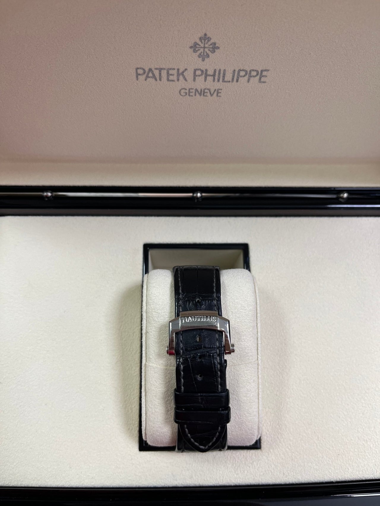 Patek Philippe Nautilus Stainless Steel Moon Phase Black Leather Strap (Ref#5726A - 001) - WatchesOff5thWatch