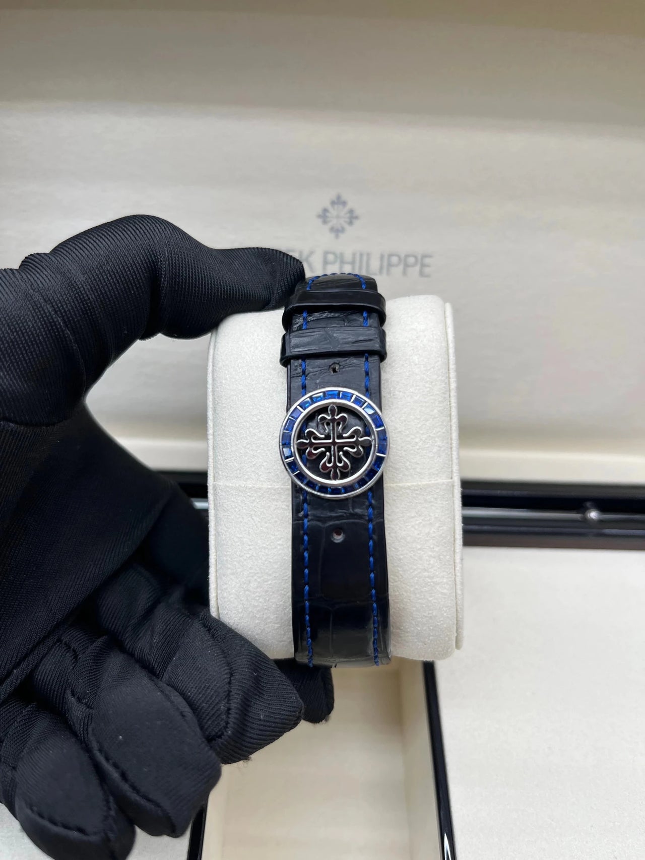 Patek Philippe Perpetual Calendar Chronograph Grand Complications Perpetual Calendar Chrono Platinum Baguette Blue Sapphires 5271/11P - WatchesOff5thWatch