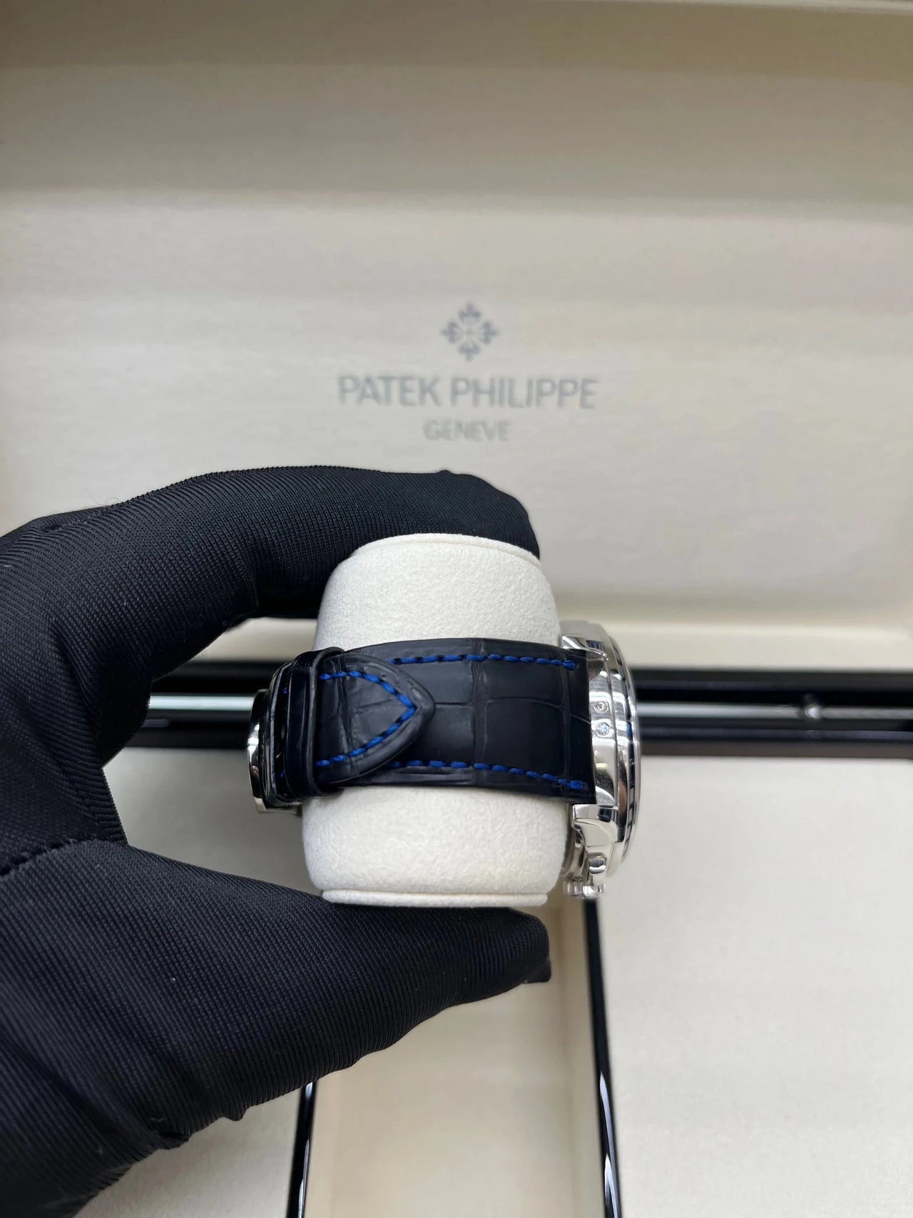 Patek Philippe Perpetual Calendar Chronograph Grand Complications Perpetual Calendar Chrono Platinum Baguette Blue Sapphires 5271/11P - WatchesOff5thWatch