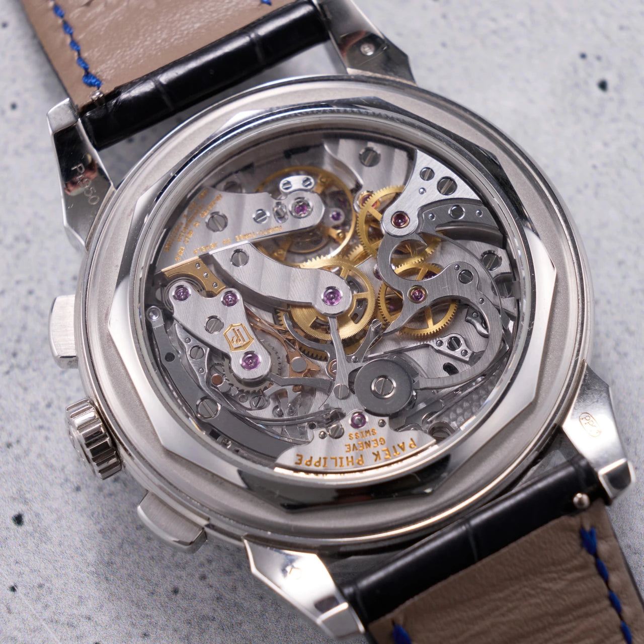 Patek Philippe Perpetual Calendar Chronograph Grand Complications Perpetual Calendar Chrono Platinum Baguette Blue Sapphires 5271/11P - WatchesOff5thWatch