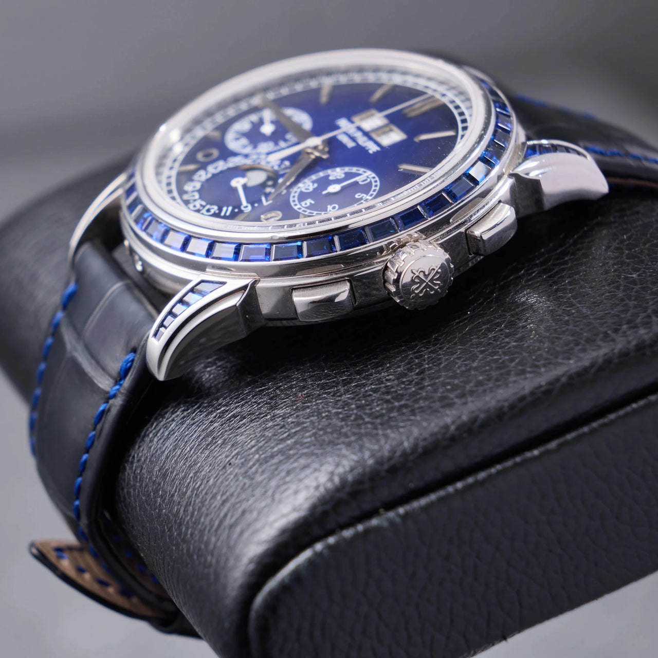 Patek Philippe Perpetual Calendar Chronograph Grand Complications Perpetual Calendar Chrono Platinum Baguette Blue Sapphires 5271/11P - WatchesOff5thWatch