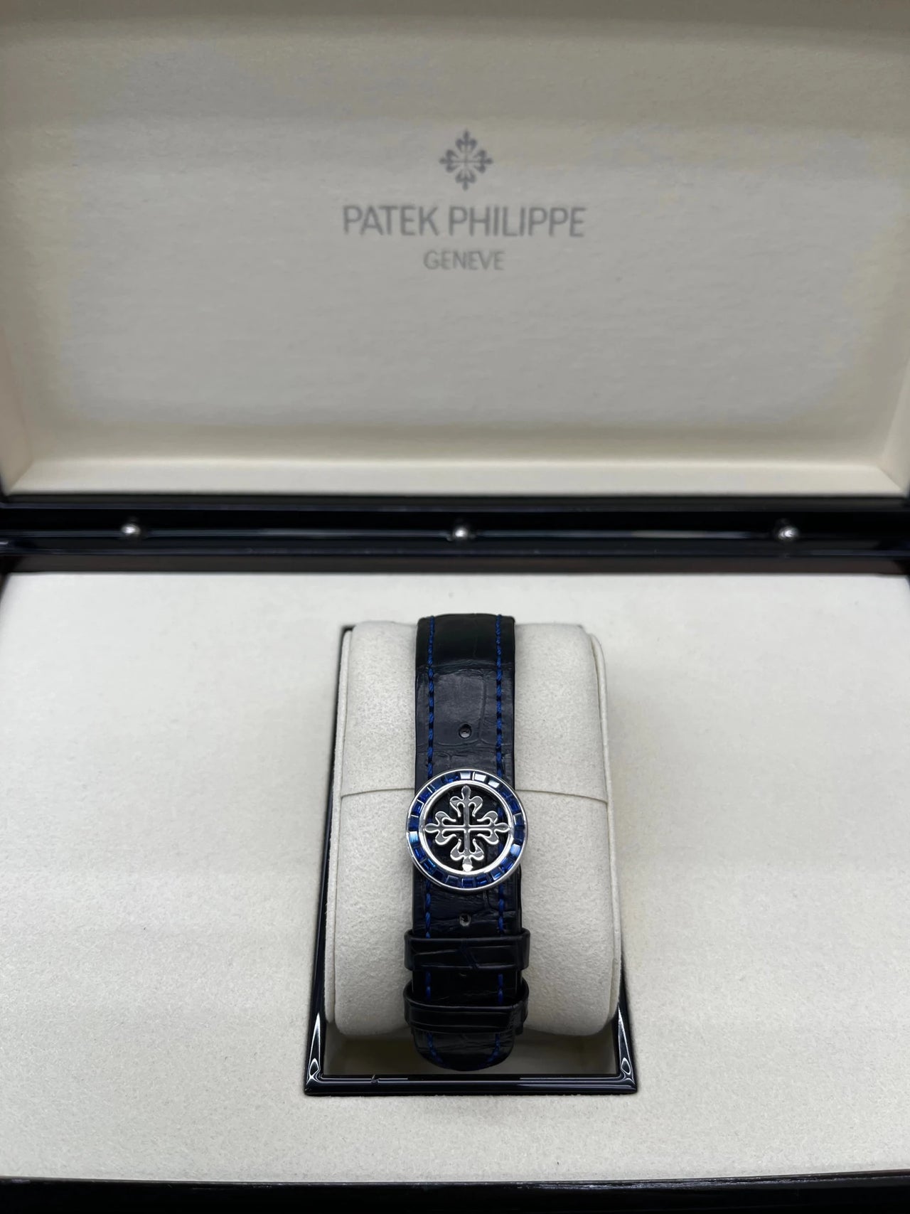 Patek Philippe Perpetual Calendar Chronograph Grand Complications Perpetual Calendar Chrono Platinum Baguette Blue Sapphires 5271/11P - WatchesOff5thWatch