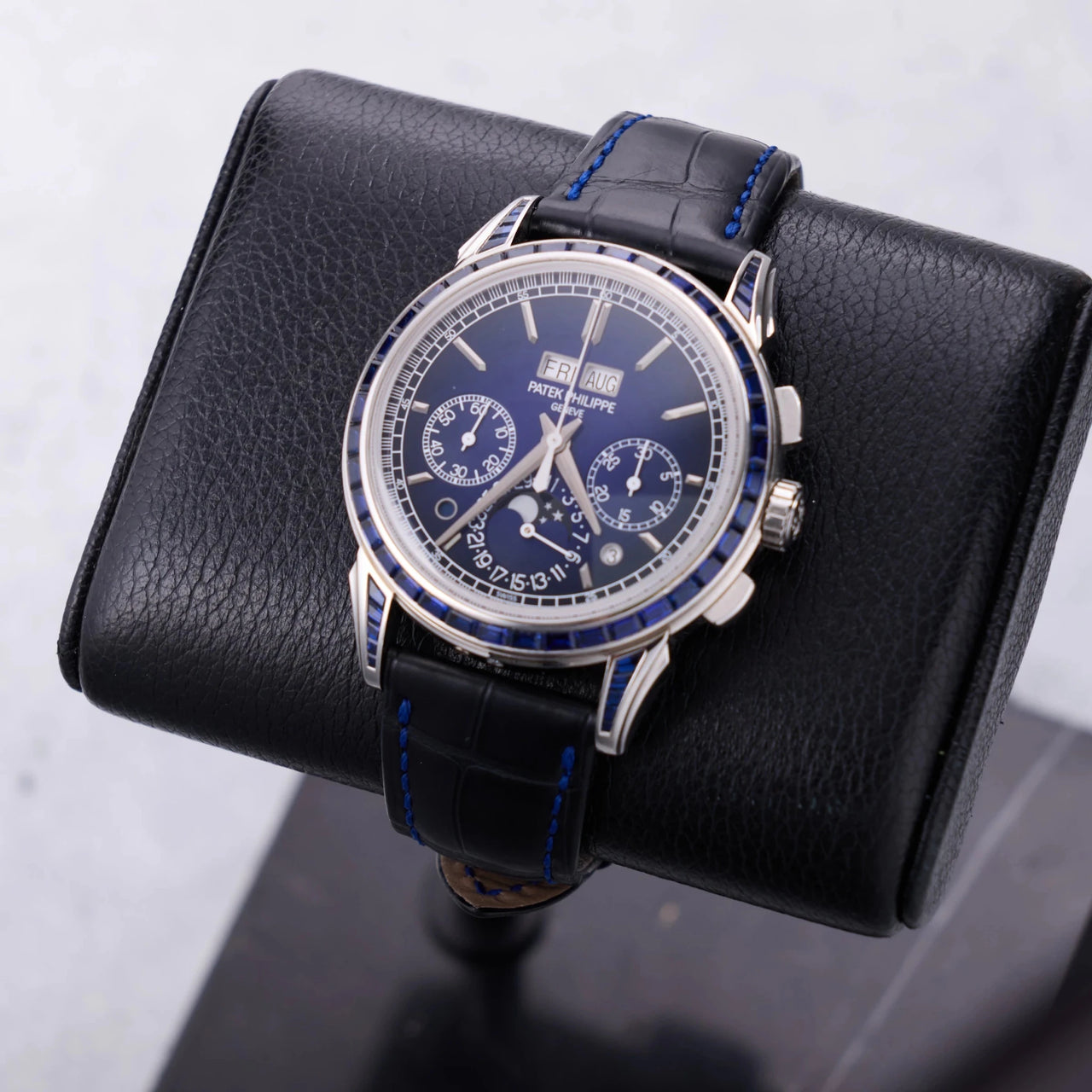 Patek Philippe Perpetual Calendar Chronograph Grand Complications Perpetual Calendar Chrono Platinum Baguette Blue Sapphires 5271/11P - WatchesOff5thWatch