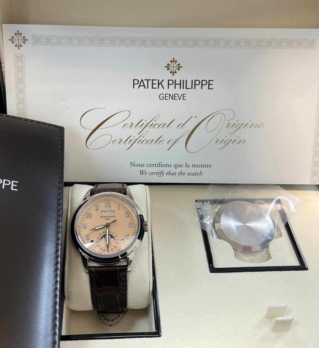 Patek Philippe Perpetual Calendar Grand Complications Salmon Dial Perpetual Calendar (Reference # 5320G) - WatchesOff5thWatch