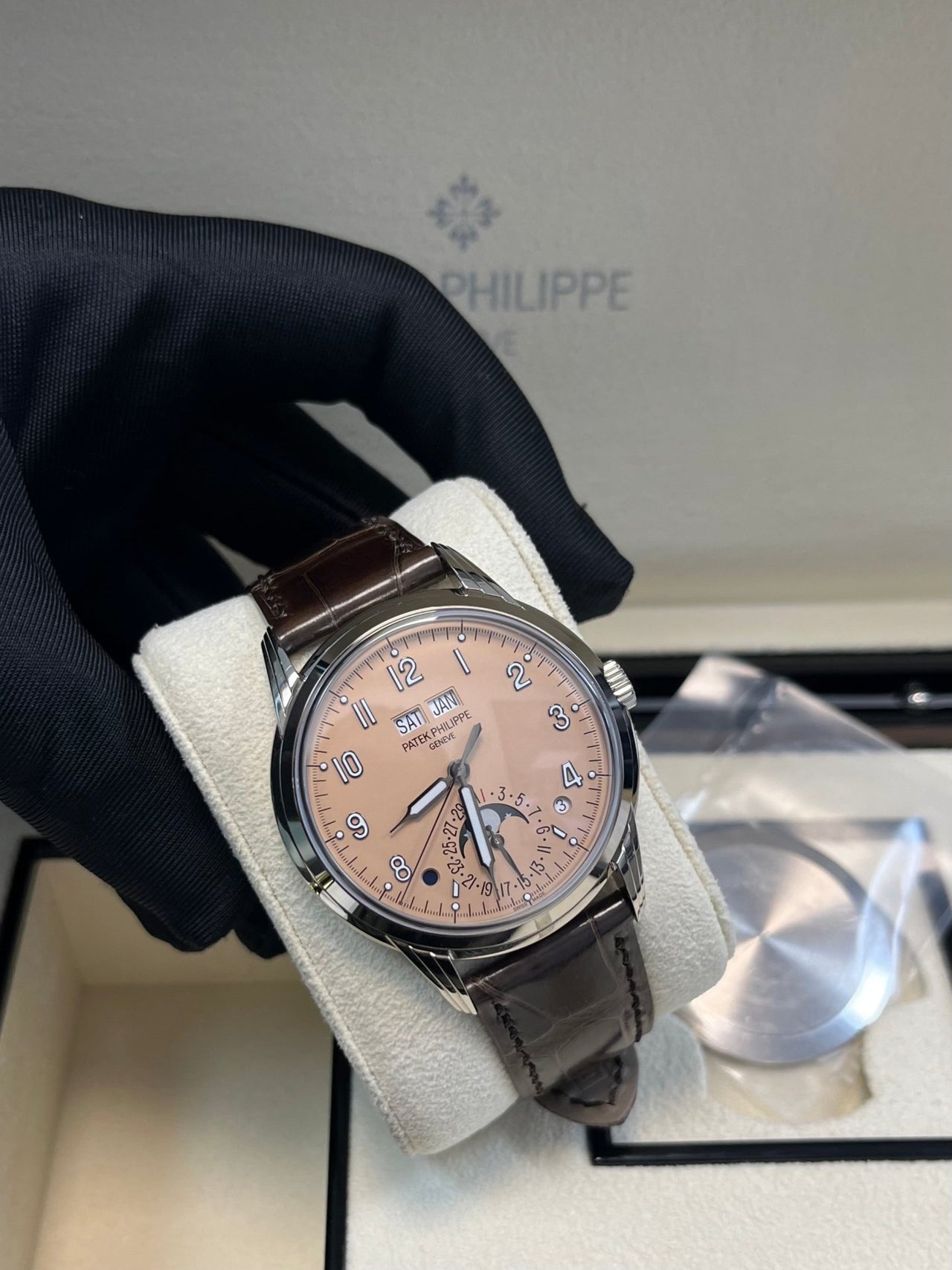 Patek Philippe Perpetual Calendar Grand Complications Salmon Dial Perpetual Calendar (Reference # 5320G) - WatchesOff5thWatch