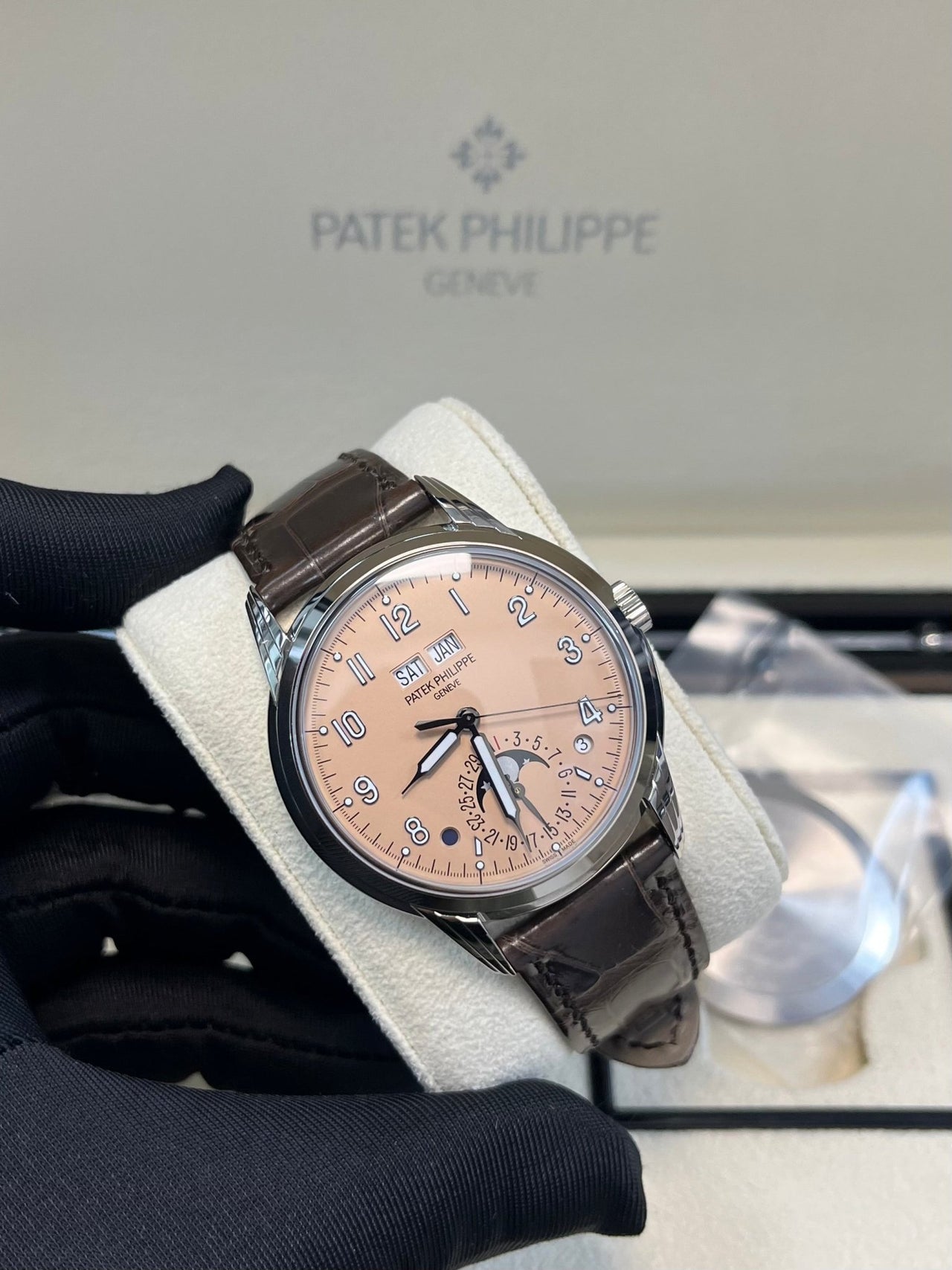 Patek Philippe Perpetual Calendar Grand Complications Salmon Dial Perpetual Calendar (Reference # 5320G) - WatchesOff5thWatch