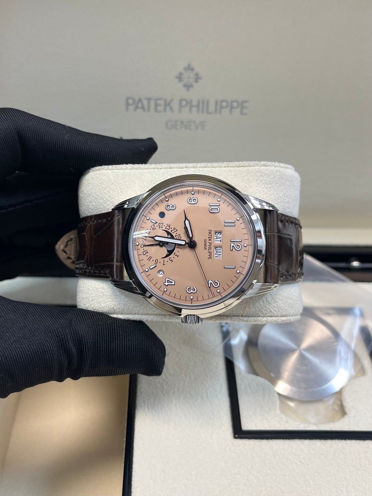 Patek Philippe Perpetual Calendar Grand Complications Salmon Dial Perpetual Calendar (Reference # 5320G) - WatchesOff5thWatch