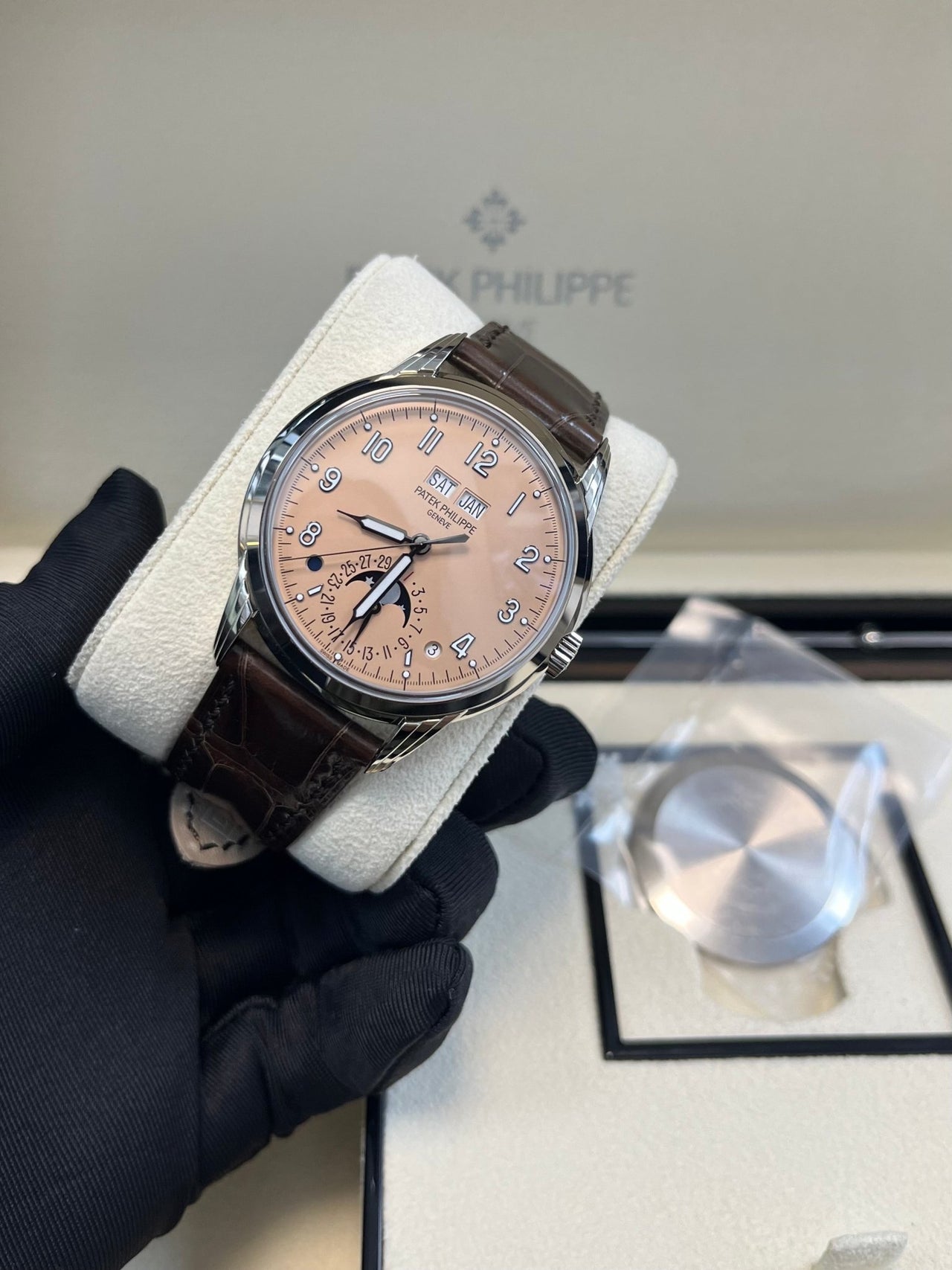 Patek Philippe Perpetual Calendar Grand Complications Salmon Dial Perpetual Calendar (Reference # 5320G) - WatchesOff5thWatch