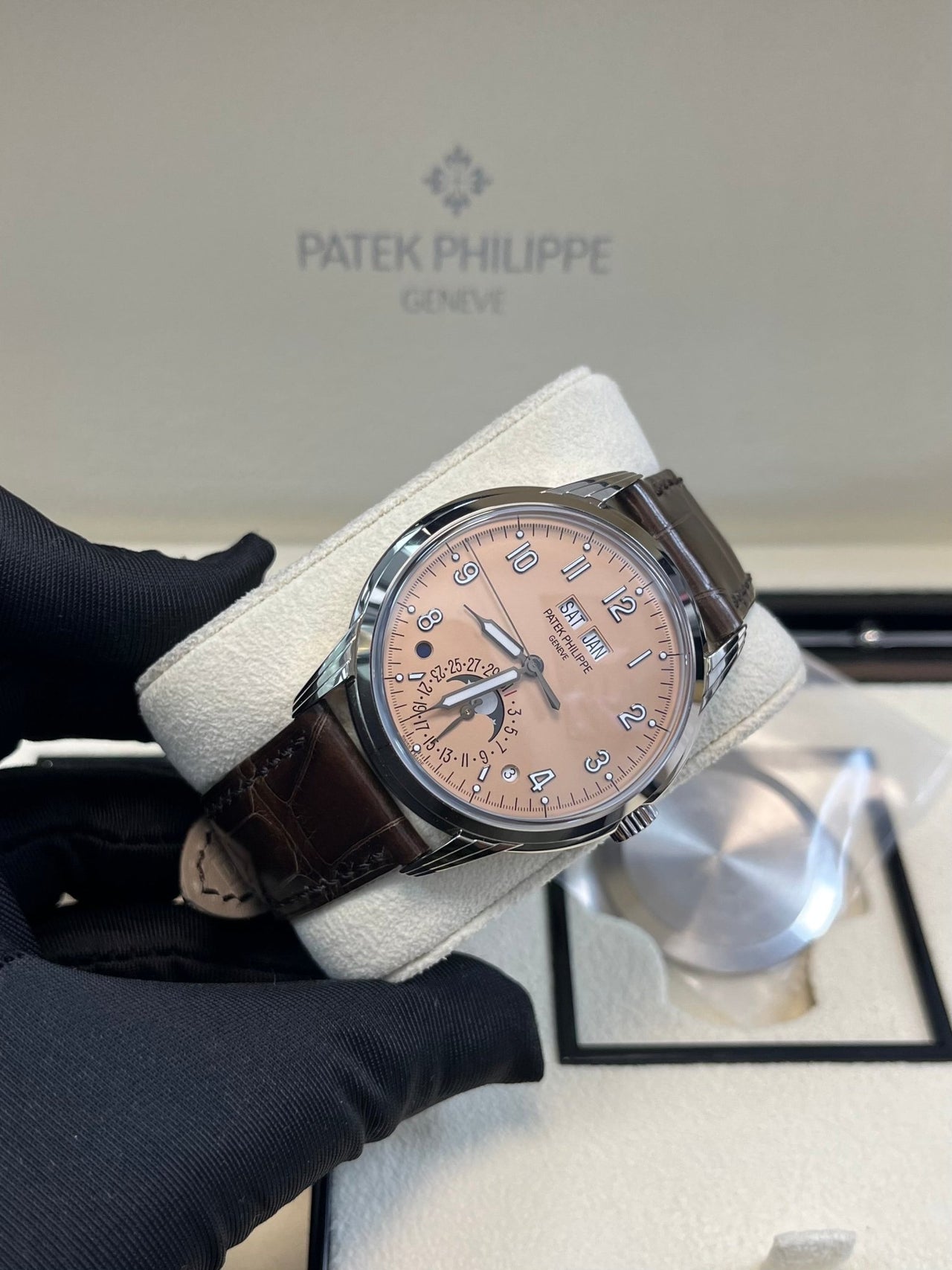 Patek Philippe Perpetual Calendar Grand Complications Salmon Dial Perpetual Calendar (Reference # 5320G) - WatchesOff5thWatch