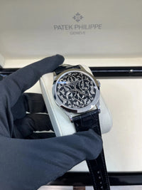 Thumbnail for Patek Philippe Selfwinding Calatrava Platinum Handengraved Black Enamel 5088/100p - 001 Calatrava - WatchesOff5thWatch