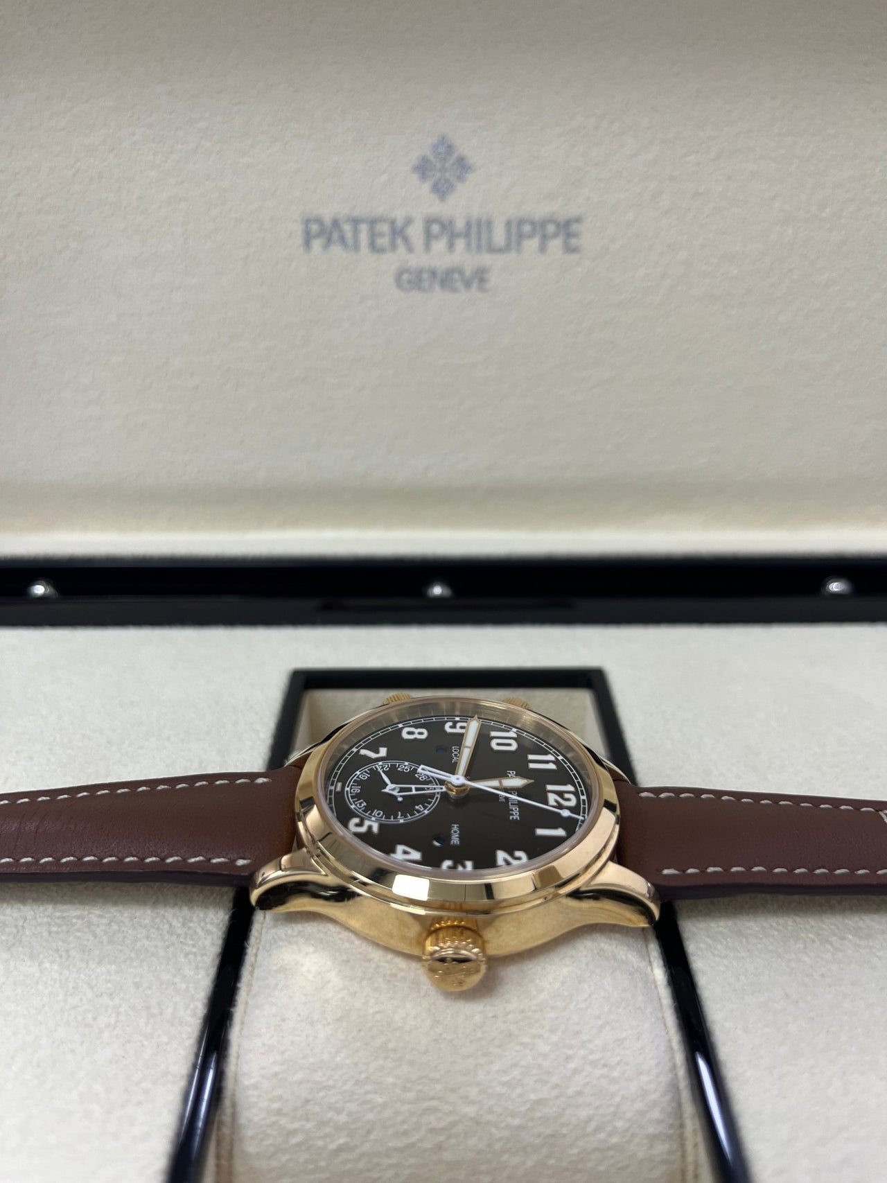 Patek Philippe Travel Time 37mm Rose Gold/ Brown Sunburst Dial (Ref# 7234R - 001) - WatchesOff5thWatch