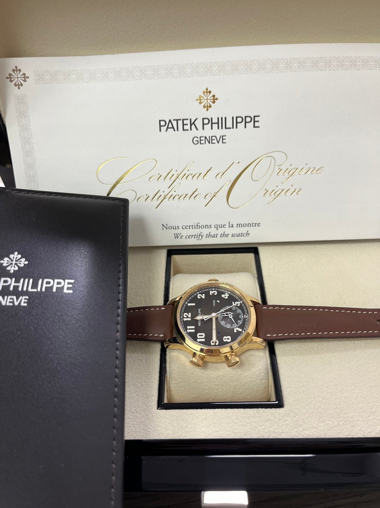 Patek Philippe Travel Time 37mm Rose Gold/ Brown Sunburst Dial (Ref# 7234R - 001) - WatchesOff5thWatch