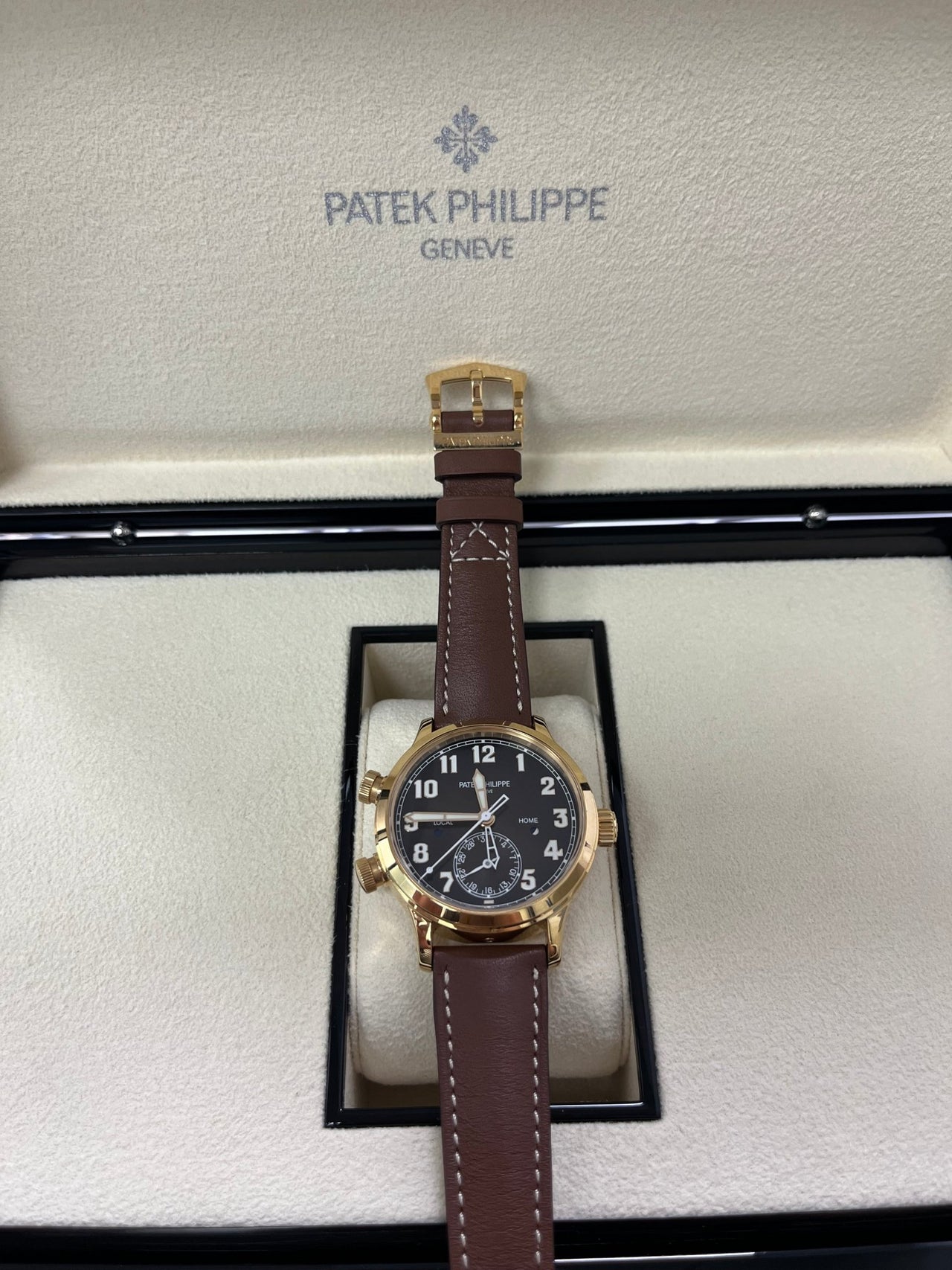 Patek Philippe Travel Time 37mm Rose Gold/ Brown Sunburst Dial (Ref# 7234R - 001) - WatchesOff5thWatch