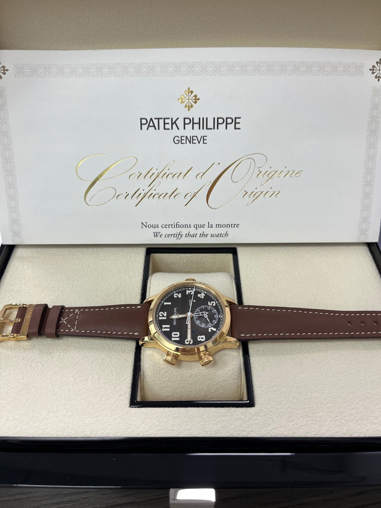 Patek Philippe Travel Time 37mm Rose Gold/ Brown Sunburst Dial (Ref# 7234R - 001) - WatchesOff5thWatch