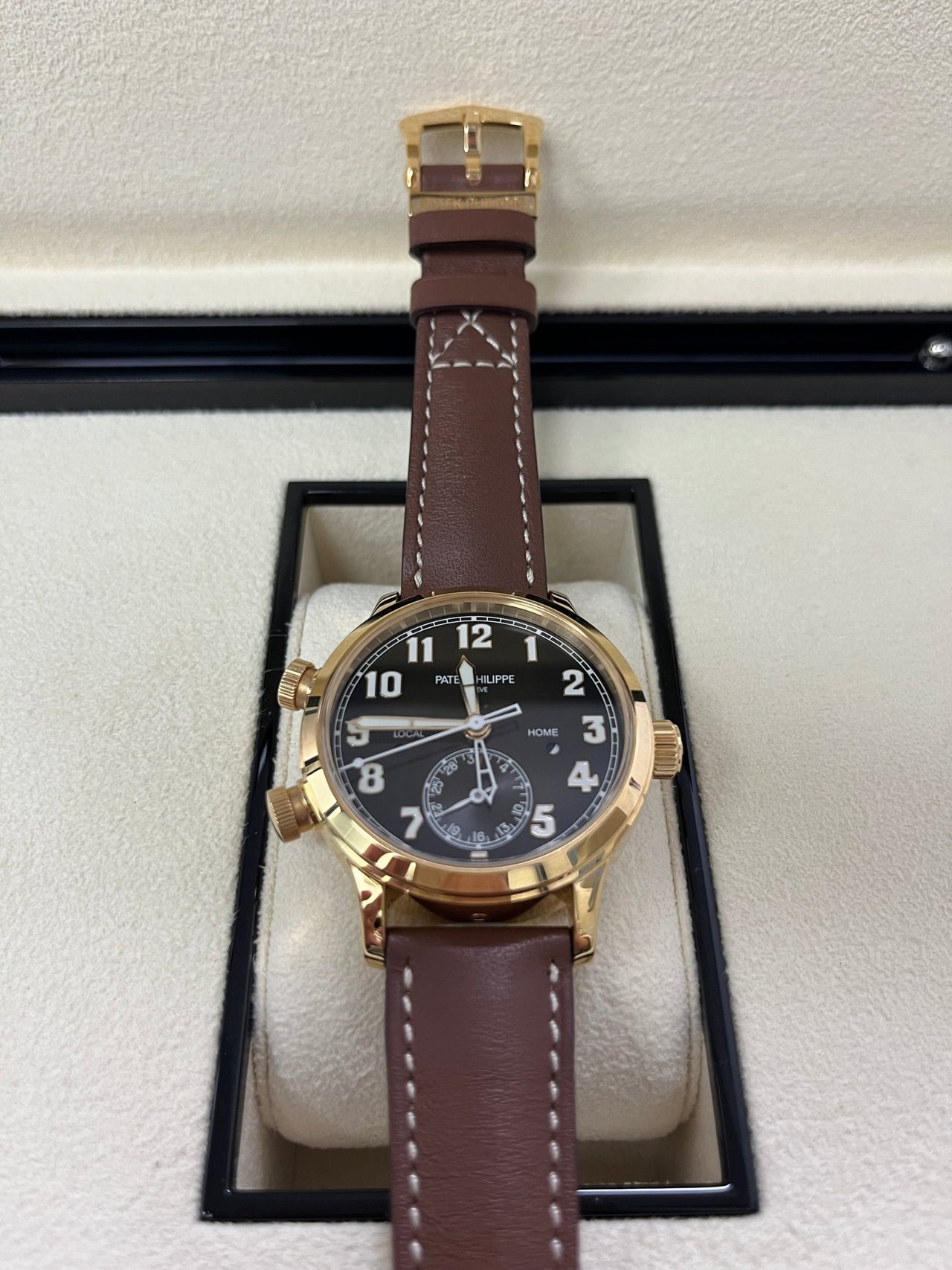 Patek Philippe Travel Time 37mm Rose Gold/ Brown Sunburst Dial (Ref# 7234R - 001) - WatchesOff5thWatch