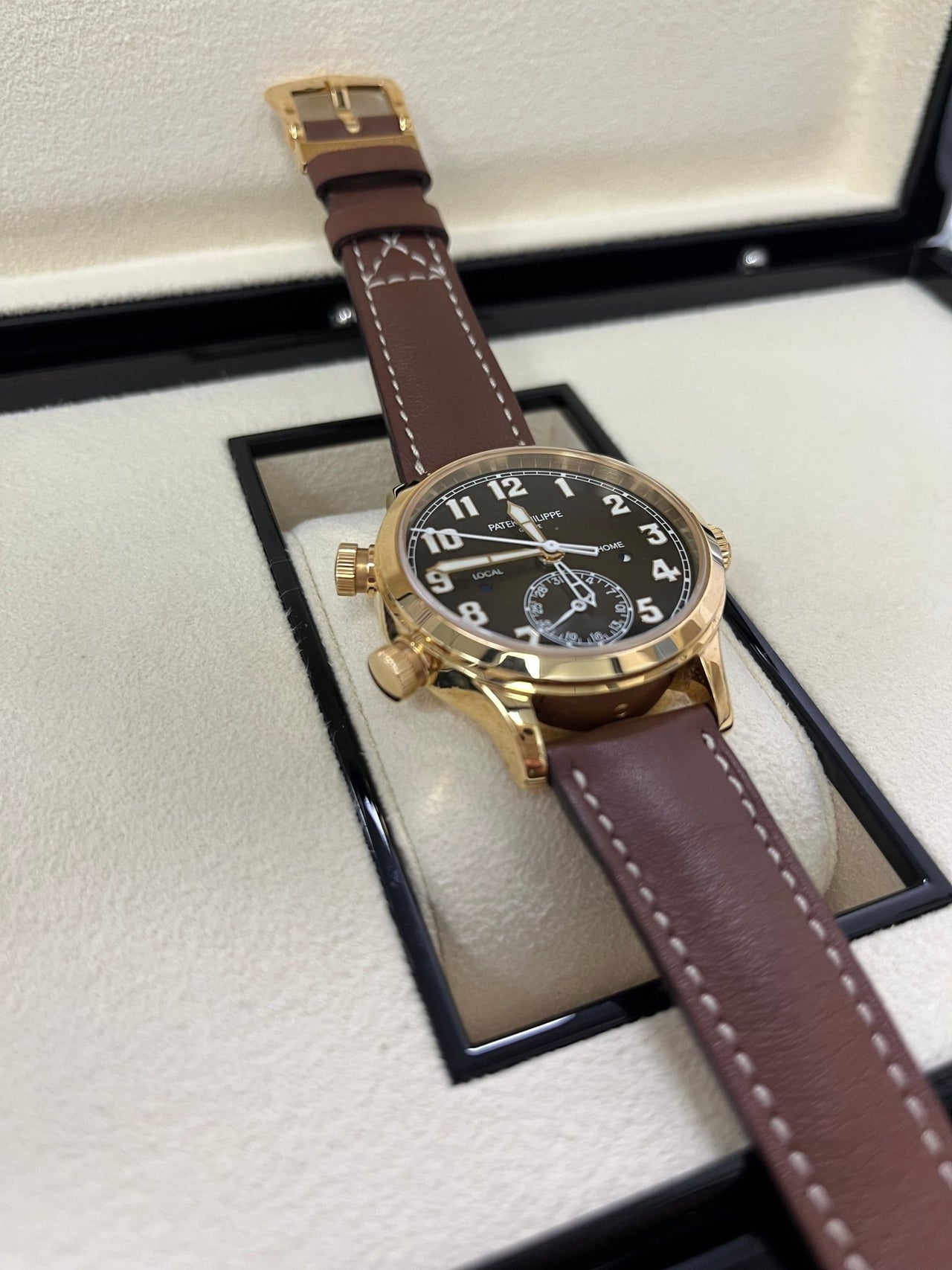 Patek Philippe Travel Time 37mm Rose Gold/ Brown Sunburst Dial (Ref# 7234R - 001) - WatchesOff5thWatch