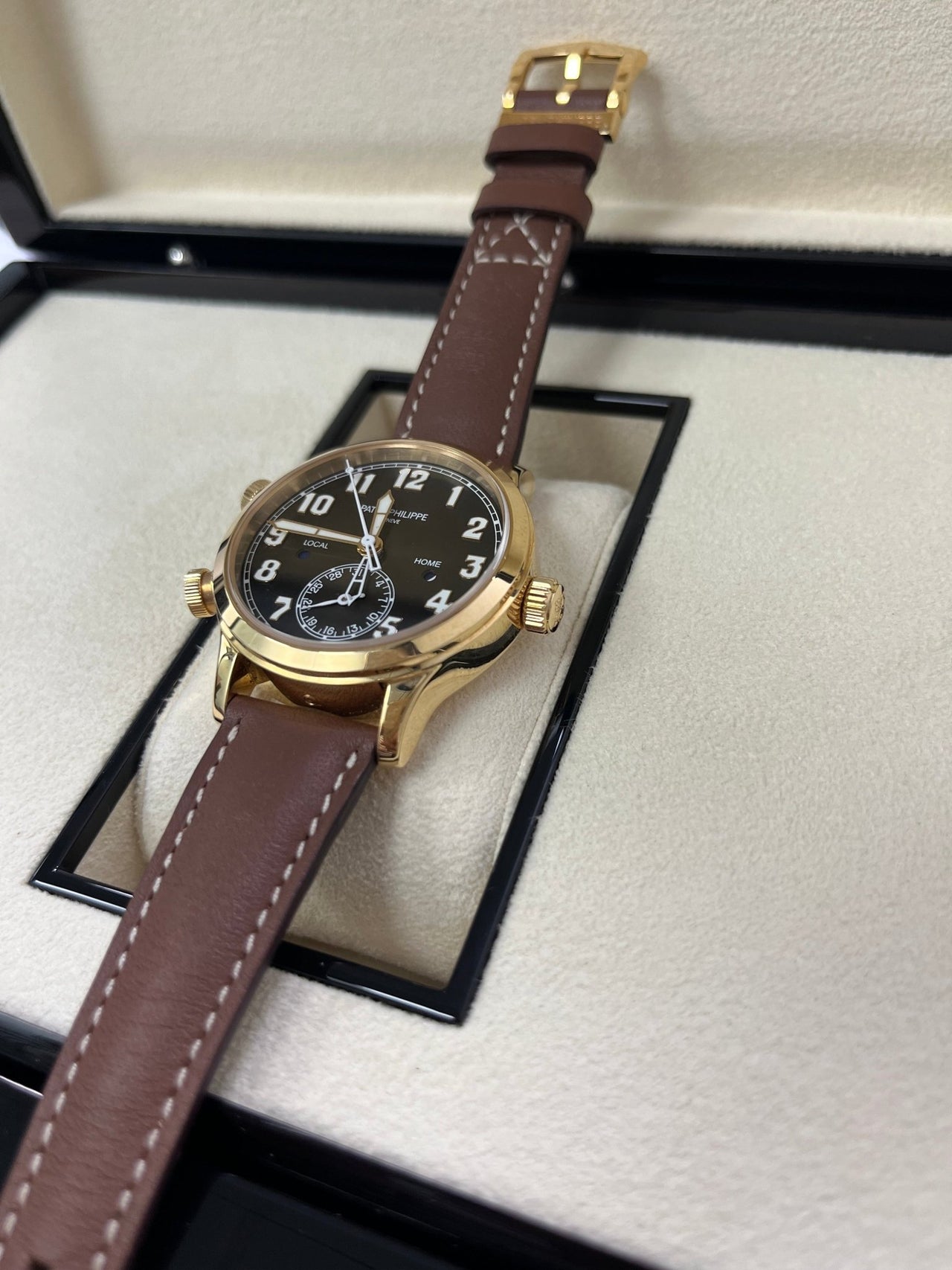 Patek Philippe Travel Time 37mm Rose Gold/ Brown Sunburst Dial (Ref# 7234R - 001) - WatchesOff5thWatch