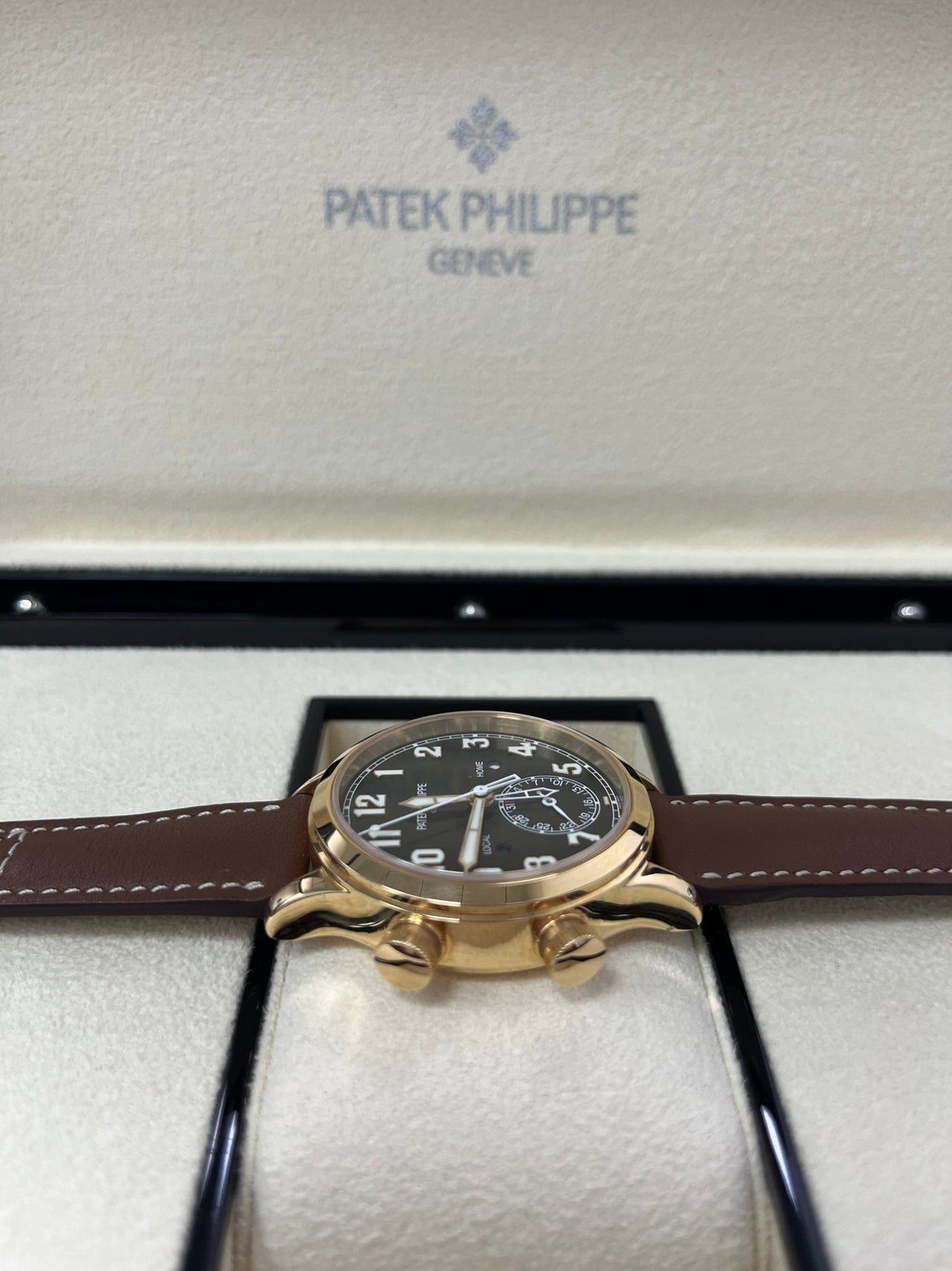 Patek Philippe Travel Time 37mm Rose Gold/ Brown Sunburst Dial (Ref# 7234R - 001) - WatchesOff5thWatch