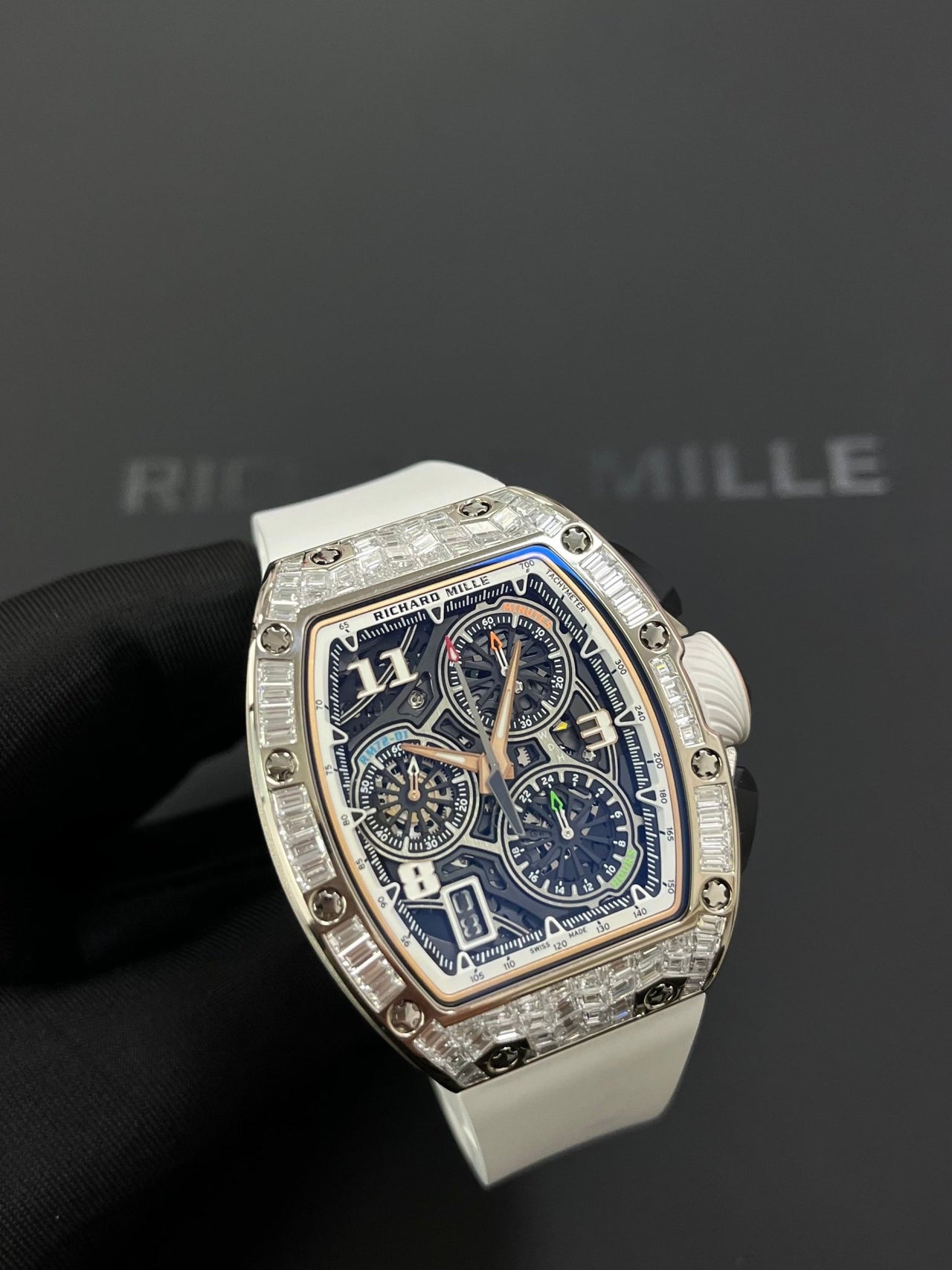 Richard Mille RM 72 - 01Automatic Winding Lifestyle Flyback Chronograph White Gold with Baguette Diamonds - WatchesOff5th