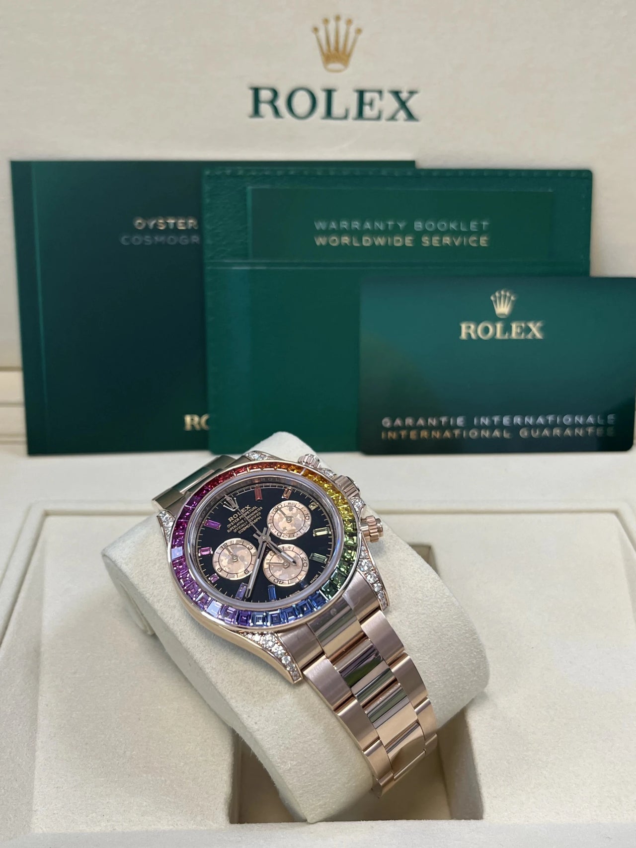 Rolex 126595RBOW Rainbow New Reference Rose Gold Black Dial 2025 - WatchesOff5thWatch
