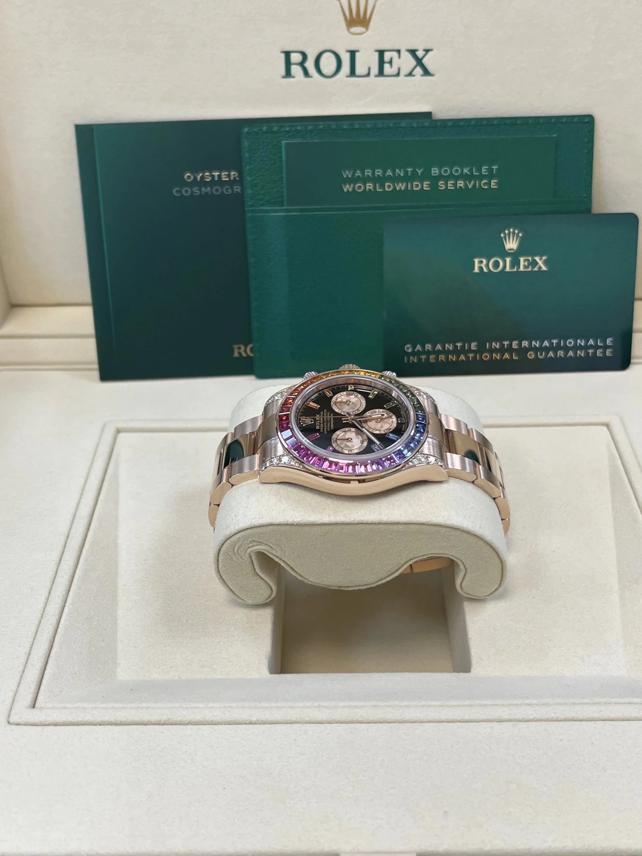 Rolex 126595RBOW Rainbow New Reference Rose Gold Black Dial 2025 - WatchesOff5thWatch