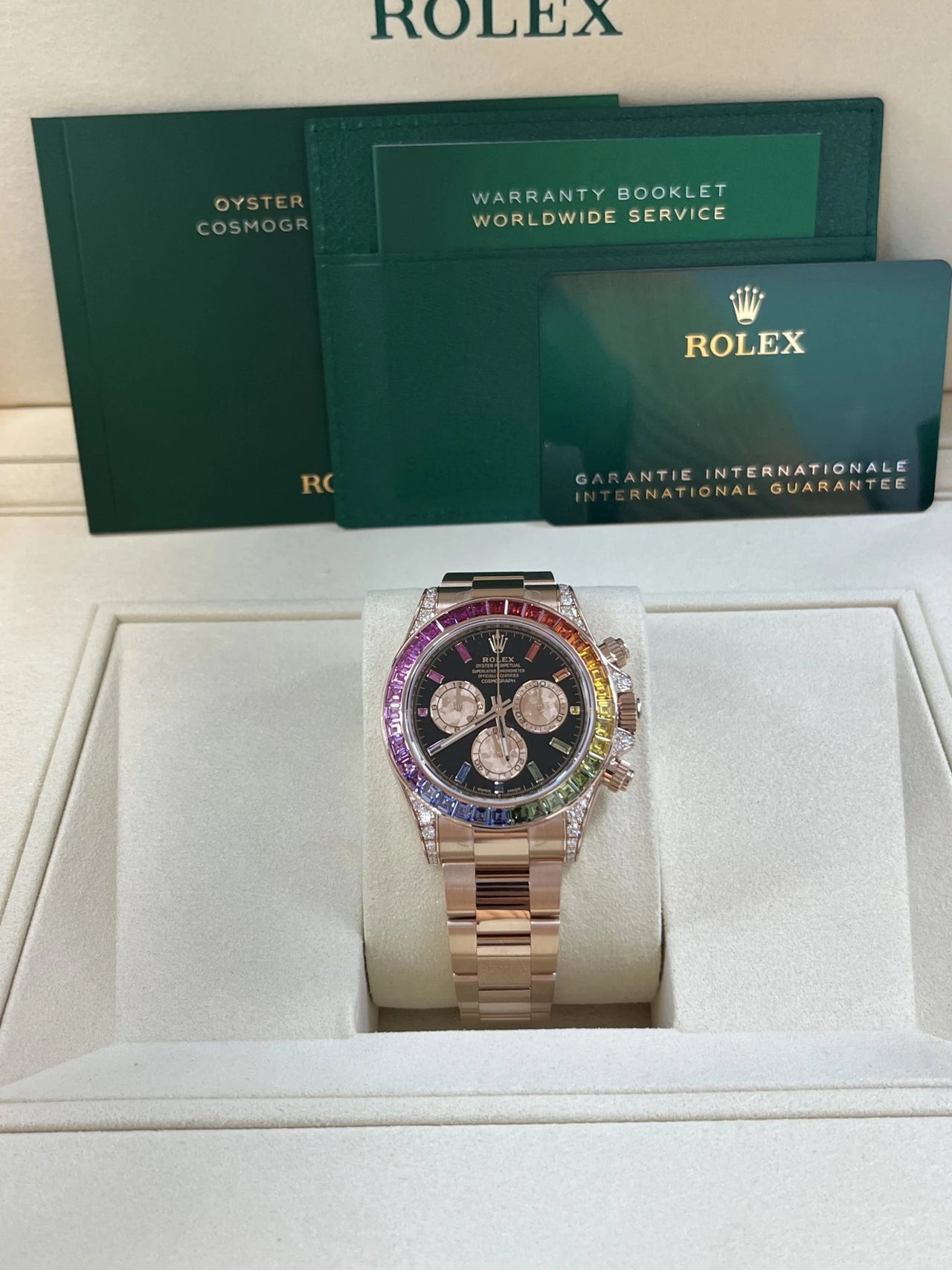 Rolex 126595RBOW Rainbow New Reference Rose Gold Black Dial 2025 - WatchesOff5thWatch