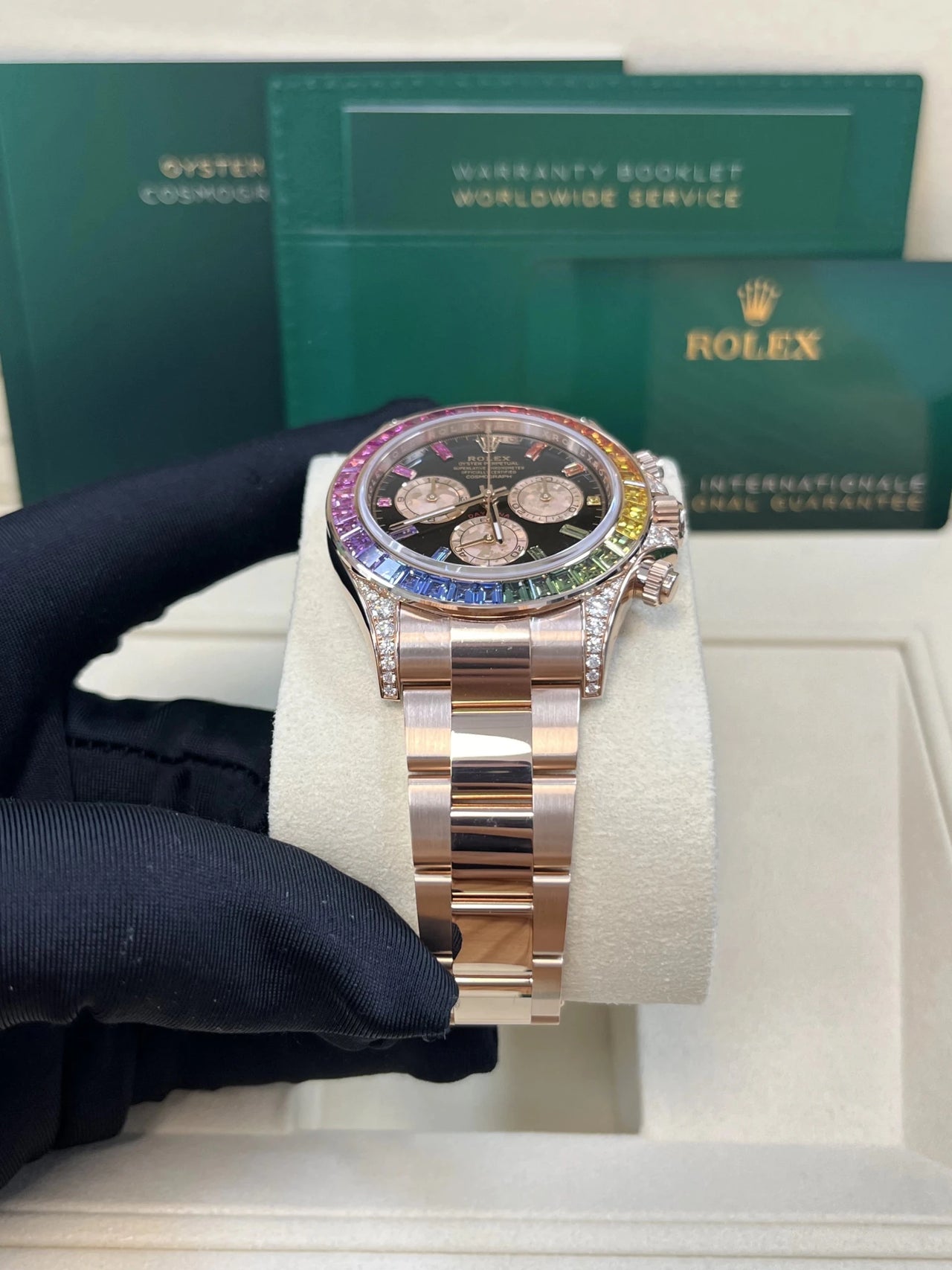 Rolex 126595RBOW Rainbow New Reference Rose Gold Black Dial 2025 - WatchesOff5thWatch