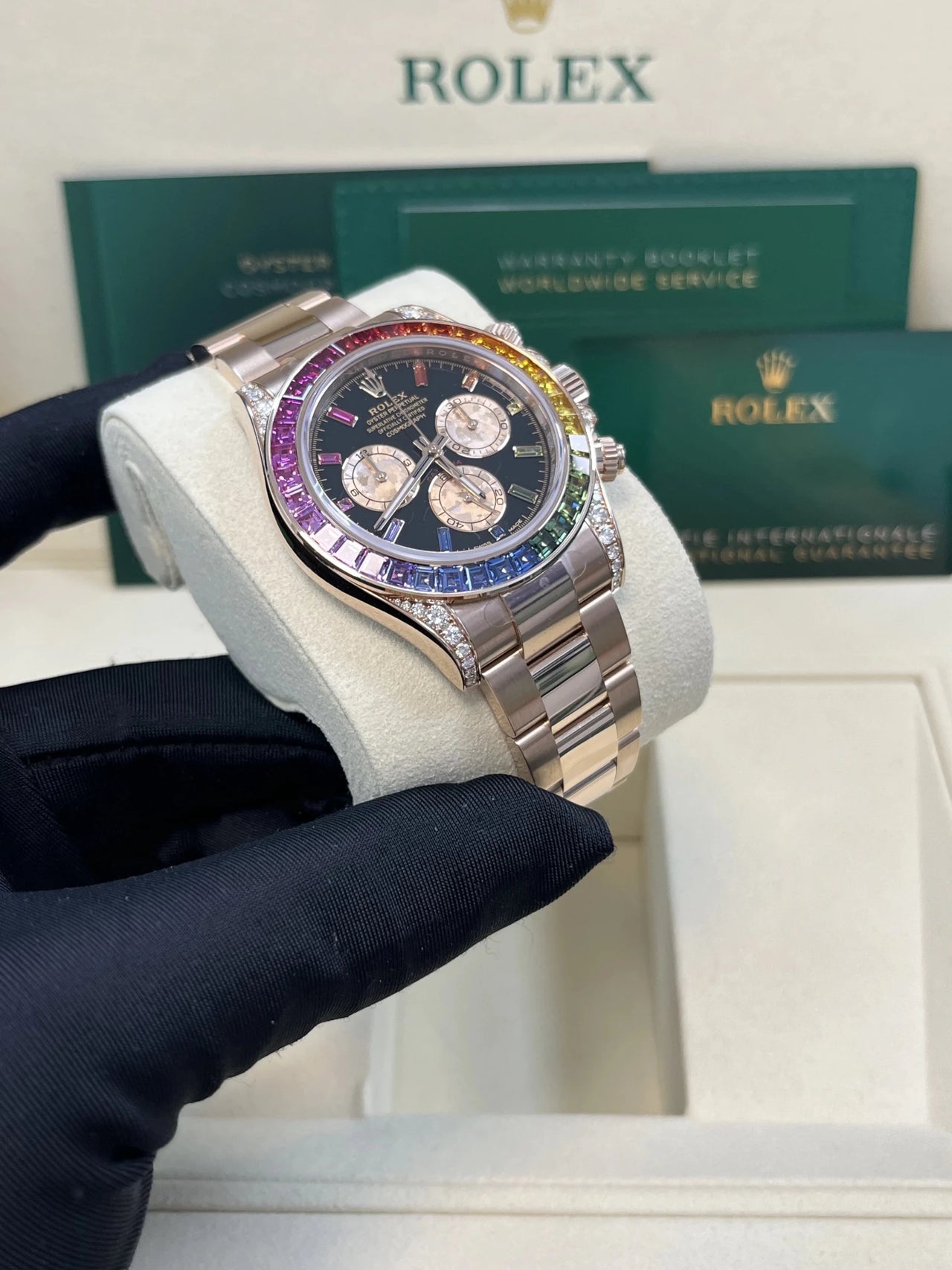 Rolex 126595RBOW Rainbow New Reference Rose Gold Black Dial 2025 - WatchesOff5thWatch