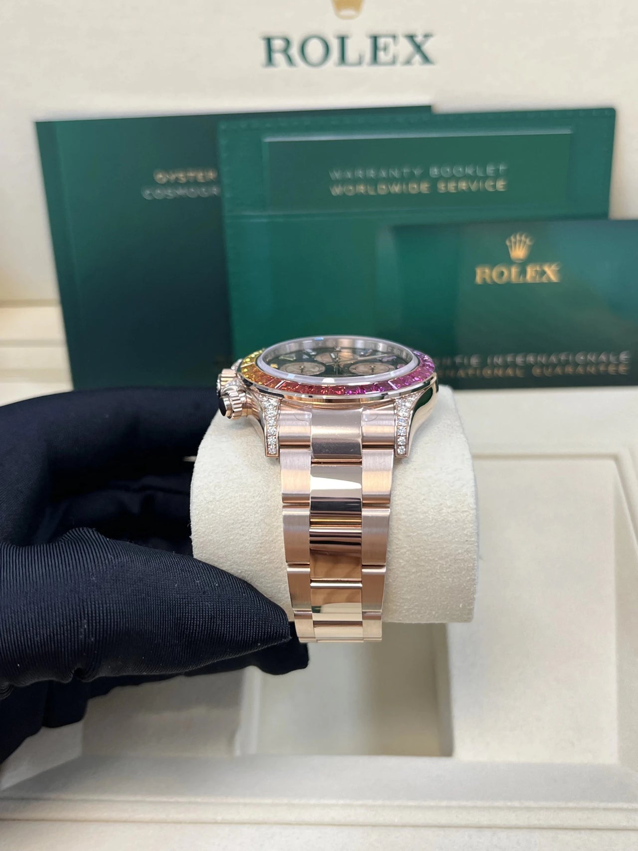 Rolex 126595RBOW Rainbow New Reference Rose Gold Black Dial 2025 - WatchesOff5thWatch