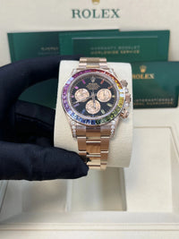 Thumbnail for Rolex 126595RBOW Rainbow New Reference Rose Gold Black Dial 2025 - WatchesOff5thWatch