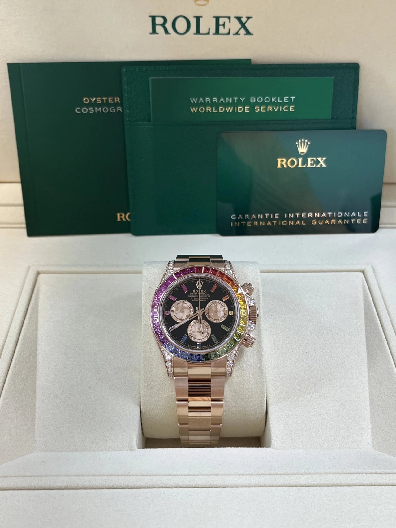 Rolex 126595RBOW Rainbow New Reference Rose Gold Black Dial 2025 - WatchesOff5thWatch