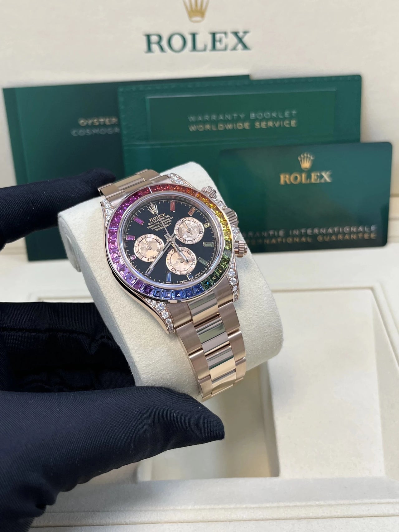 Rolex 126595RBOW Rainbow New Reference Rose Gold Black Dial 2025 - WatchesOff5thWatch