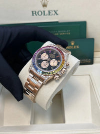 Thumbnail for Rolex 126595RBOW Rainbow New Reference Rose Gold Black Dial 2025 - WatchesOff5thWatch