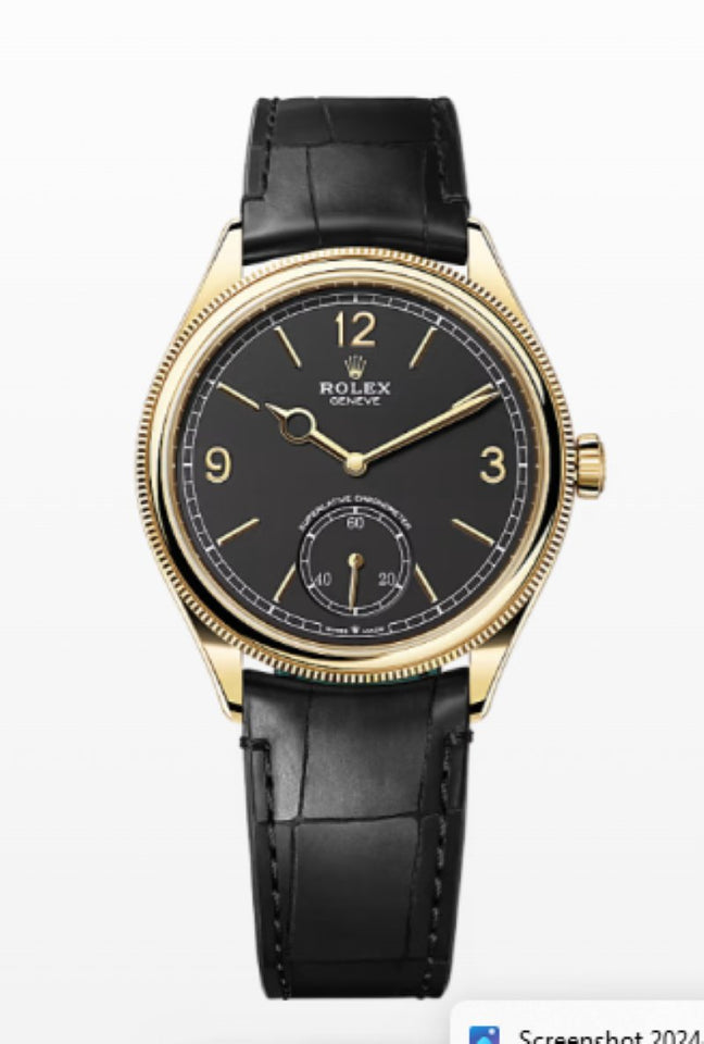 ROLEX Geneve ブラックダイヤル 金属ベルト Rolex 1908 White Gold Black Dial 39mm 52509-0002 - Make an