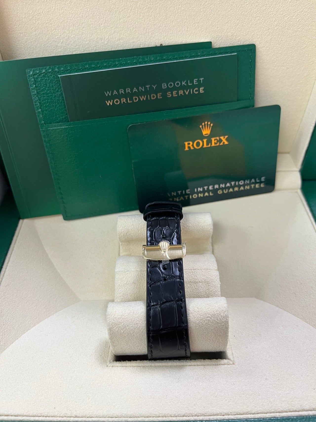 Rolex 1908 39mm Black Dial Leather Strap 52508 - WatchesOff5thWatch