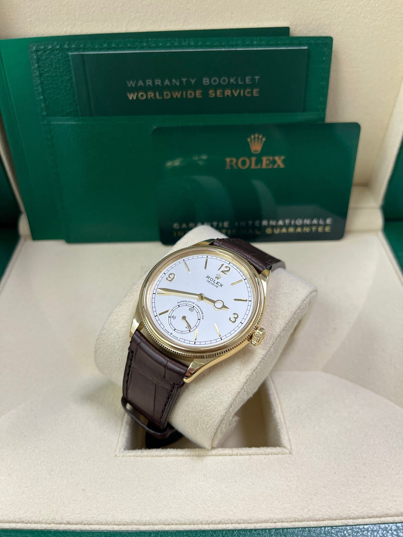 Rolex 1908 39mm White Dial Leather Strap 52508 - WatchesOff5th