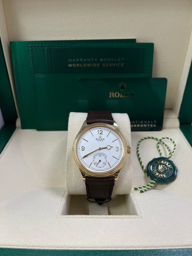 Rolex 1908 39mm White Dial Leather Strap 52508 - WatchesOff5th