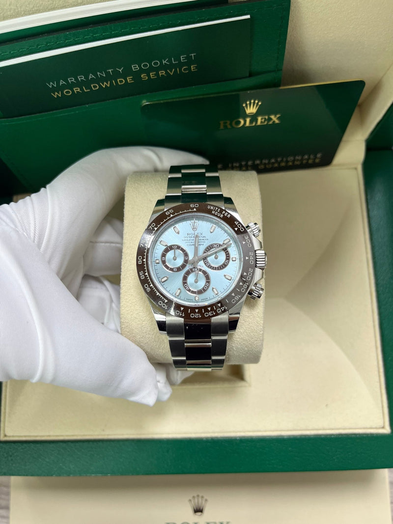Rolex 950 Platinum Cosmograph Daytona 40 Watch - Ice Blue Index Dial (Ref # 116506) - WatchesOff5thWatch