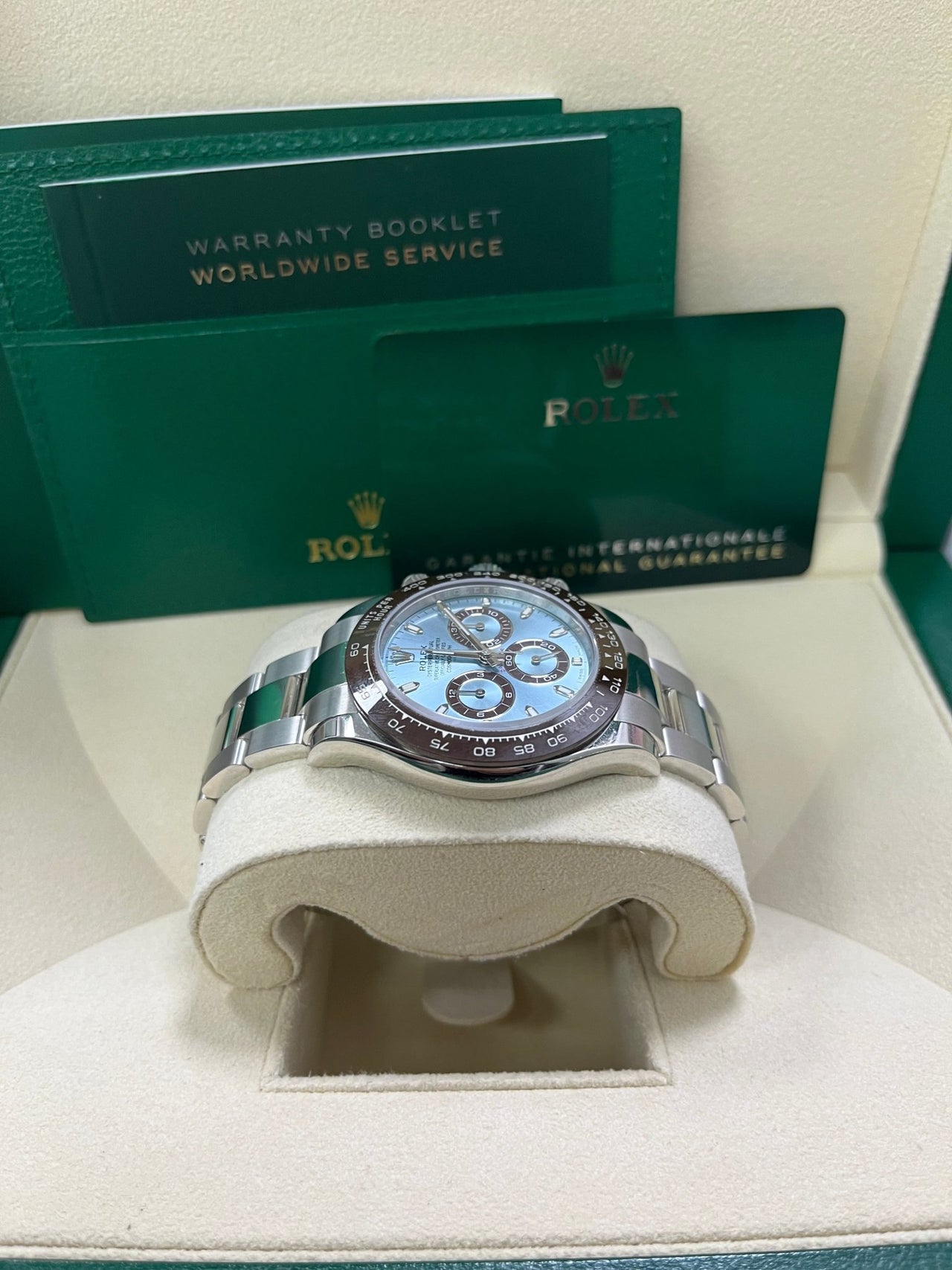 Rolex 950 Platinum Cosmograph Daytona 40 Watch - Ice Blue Index Dial (Ref # 116506) - WatchesOff5thWatch