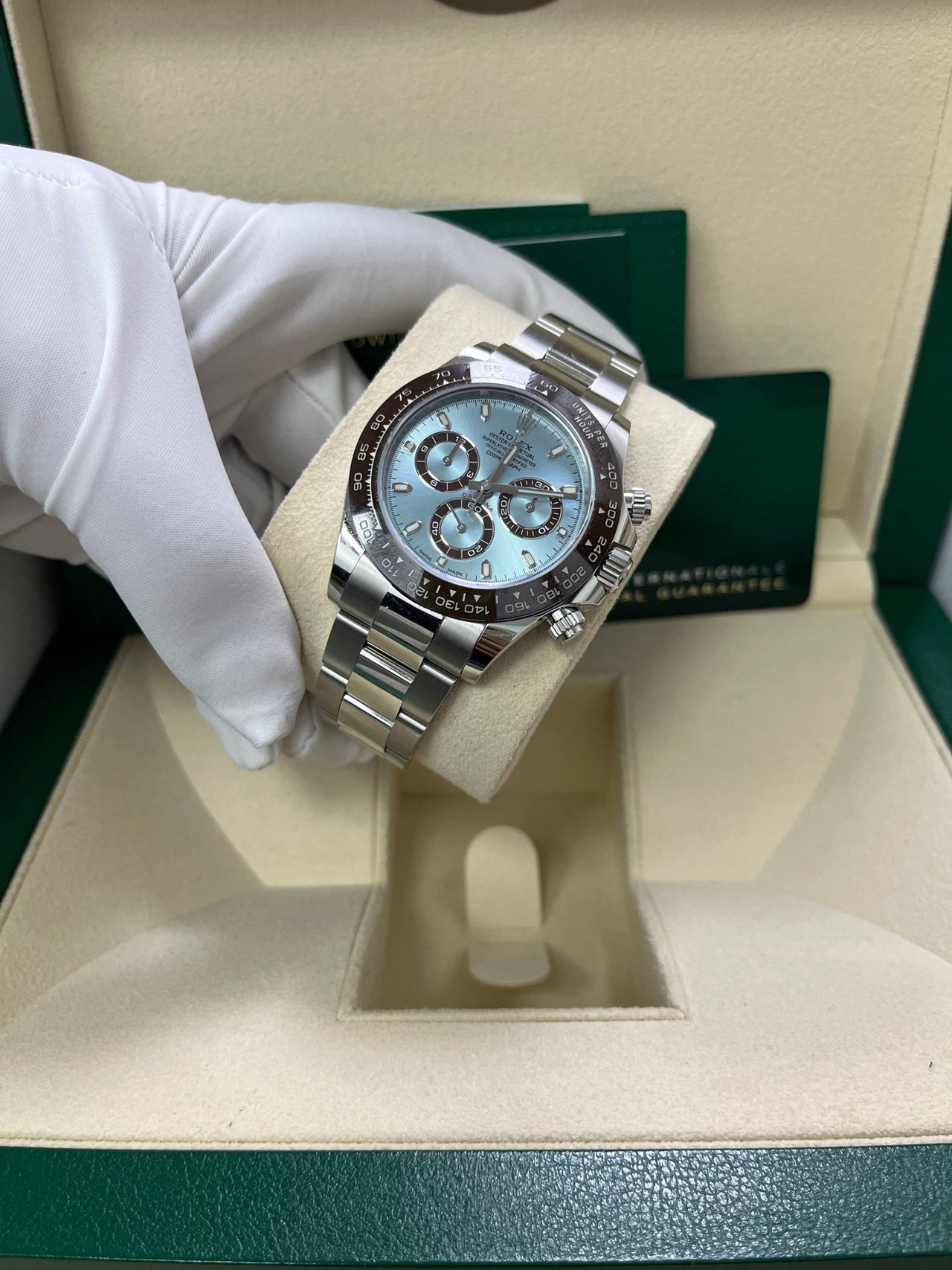 Rolex 950 Platinum Cosmograph Daytona 40 Watch - Ice Blue Index Dial (Ref # 116506) - WatchesOff5thWatch